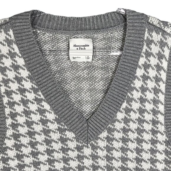 Abercrombie & Fitch Womens S Houndstooth Soft Knit Sweater Vest Cottagecore - Picture 6 of 13